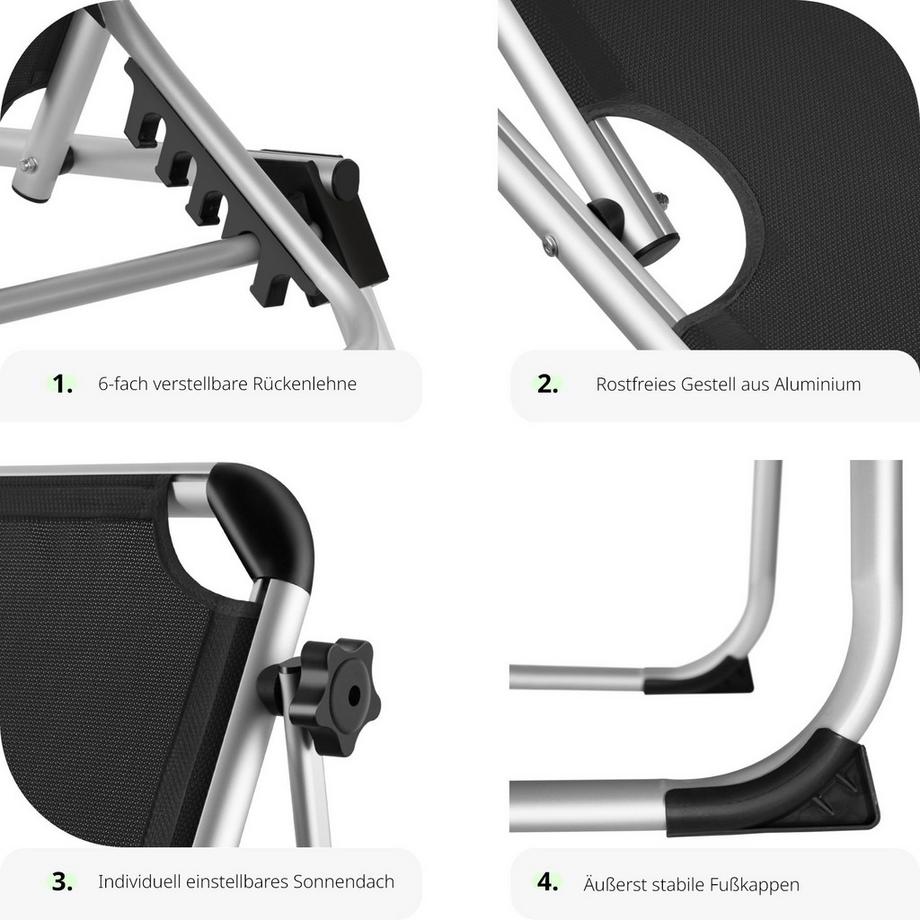 Tectake Bain de soleil AURÉLIE pliable  