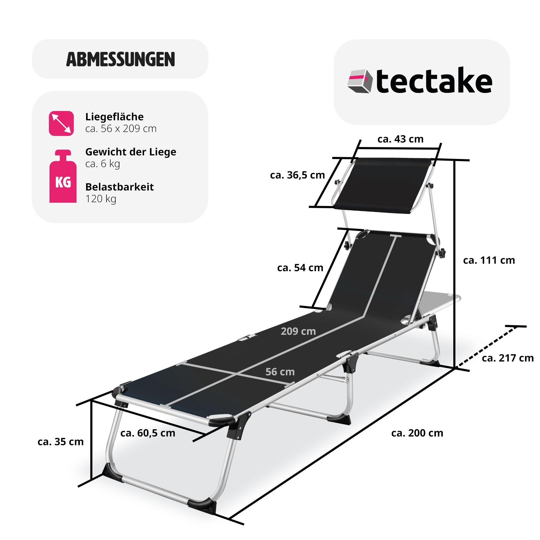 Tectake Lettino Aurelie in alluminio regolabile in 6 posizioni  