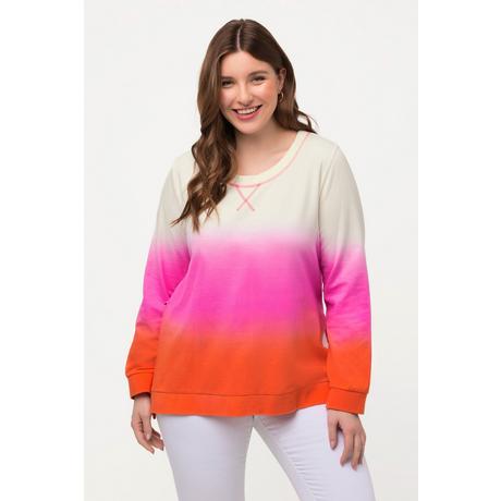 Ulla Popken  Sweat-shirt Classic avec rayures batik. Col rond et manches longues. 