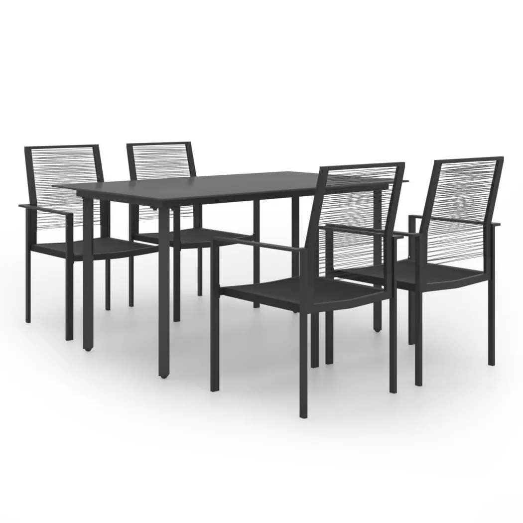 VidaXL - Garten-essgruppe stahl, One Size, Schwarz