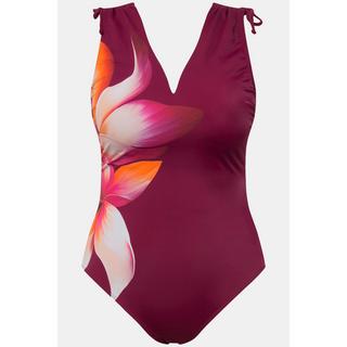 Ulla Popken  Costume da bagno con materiale riciclato, fiori, scollo a cuore e coppe morbide 