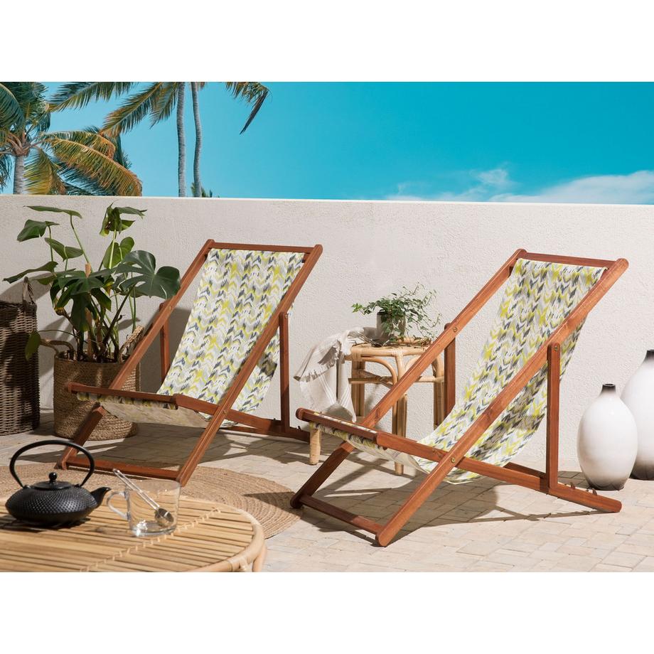 Beliani Set mit 2 klappbaren Liegestühlen aus Stoff  ANZIO  