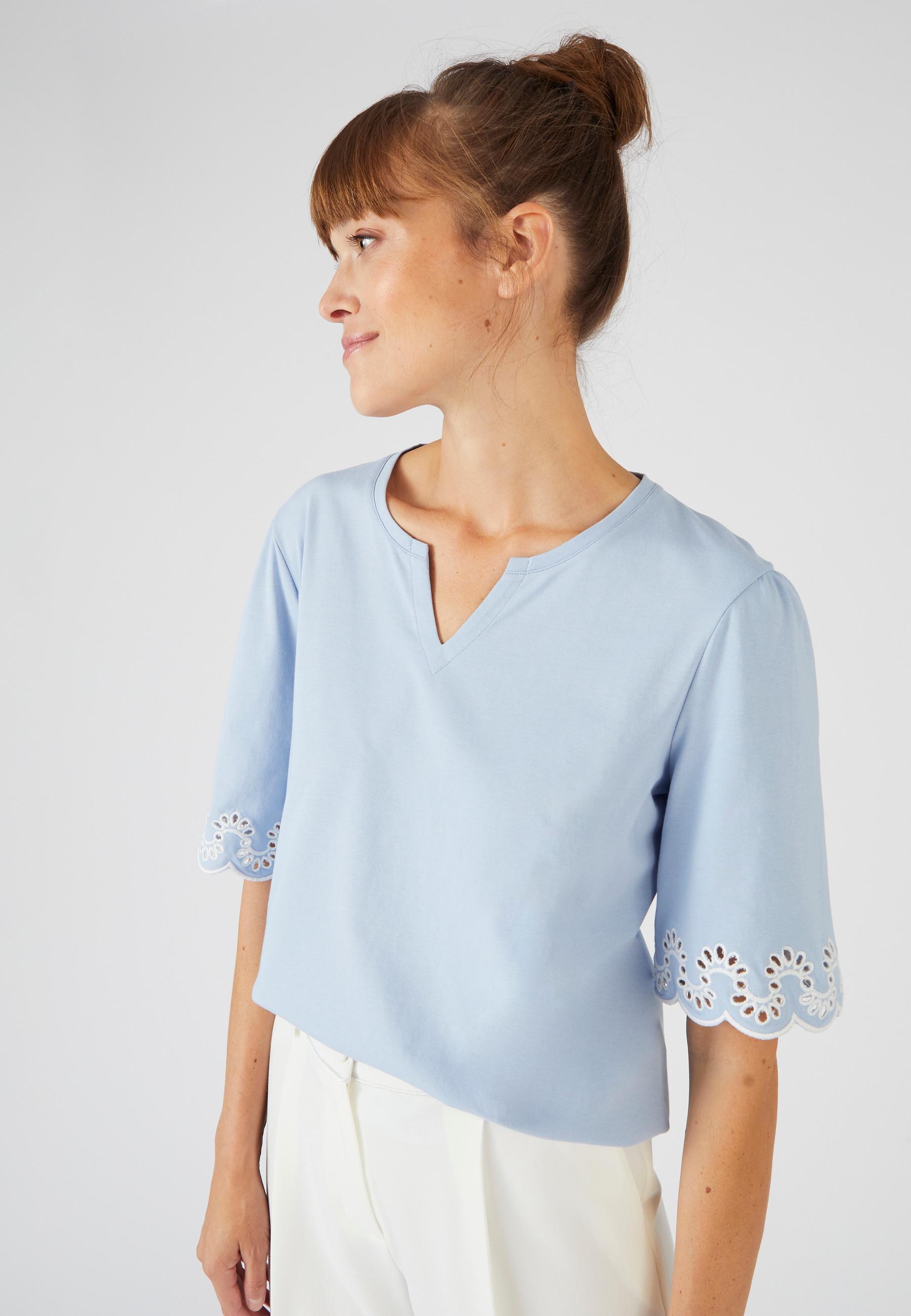 Image of T-shirt Aus Reiner Bio-baumwolle. Damen Blau 42/44