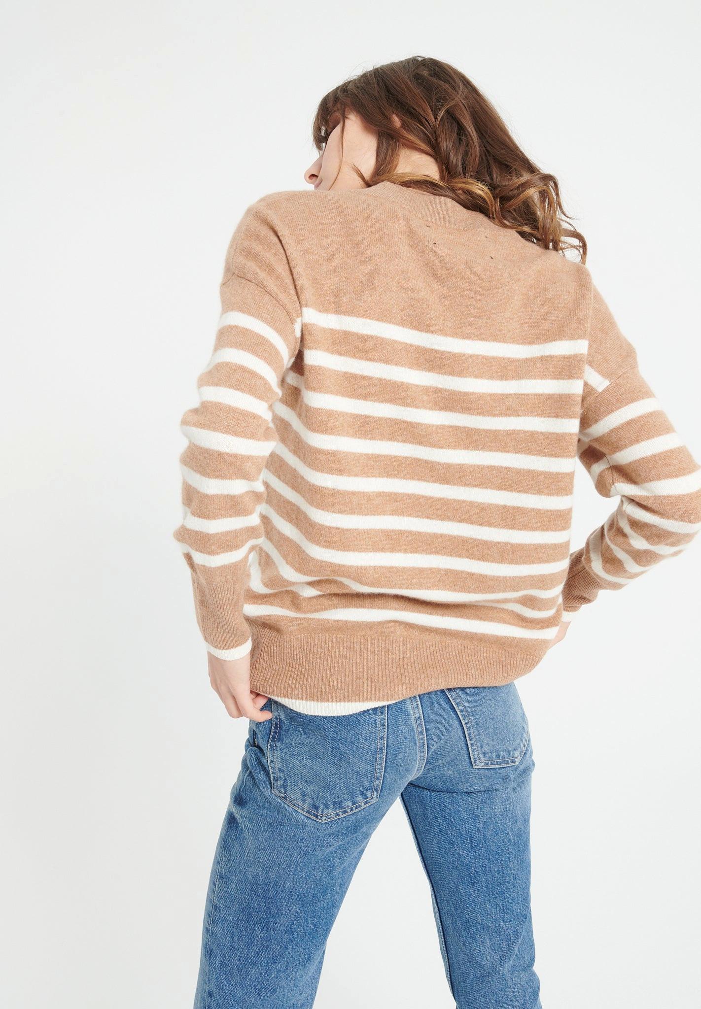 Studio Cashmere8  LILLY 24 Maglia a righe con collo rotondo - 100% cashmere 