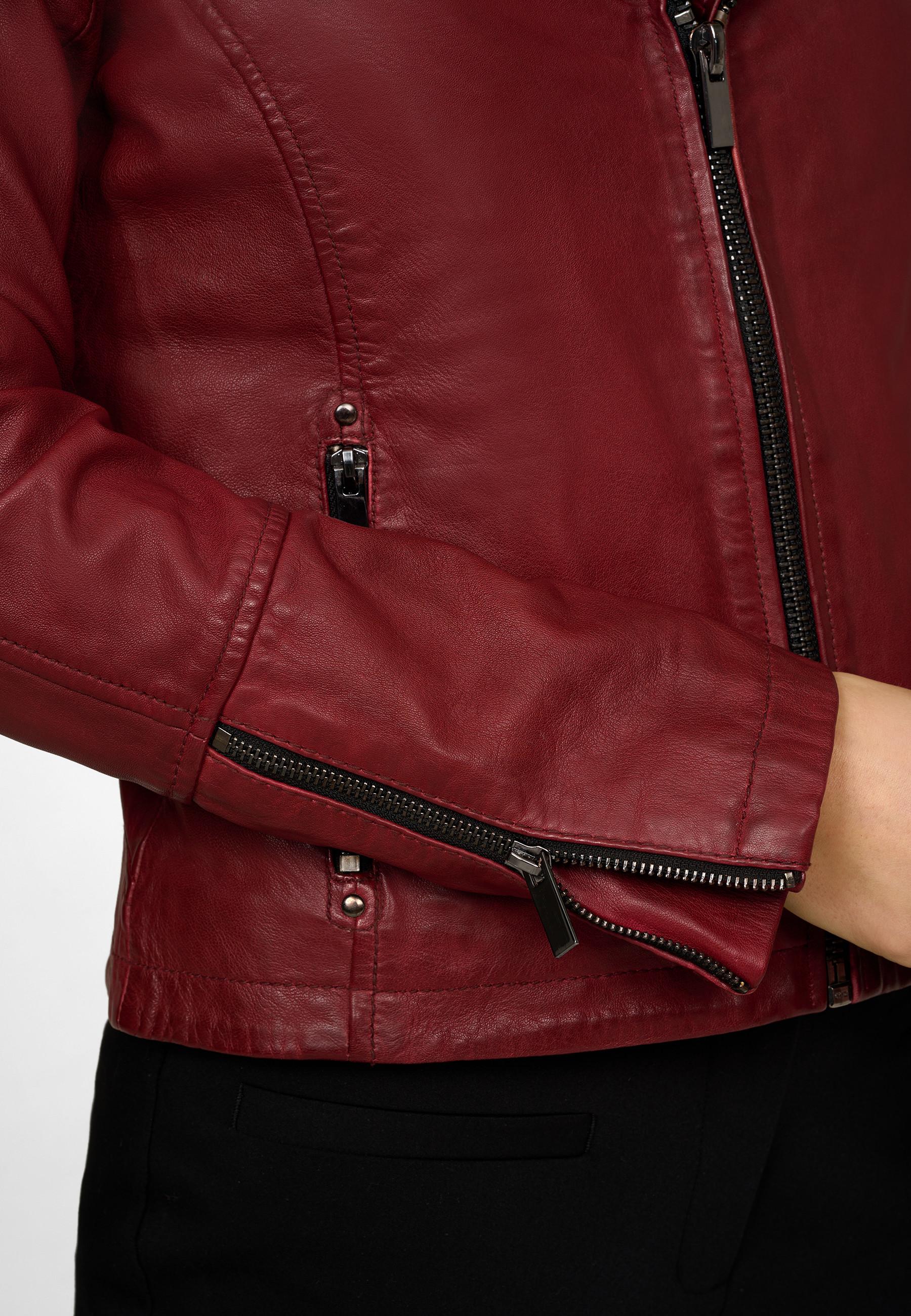 RICANO  Veste en cuir  Laura, style biker avec capuche amovible 