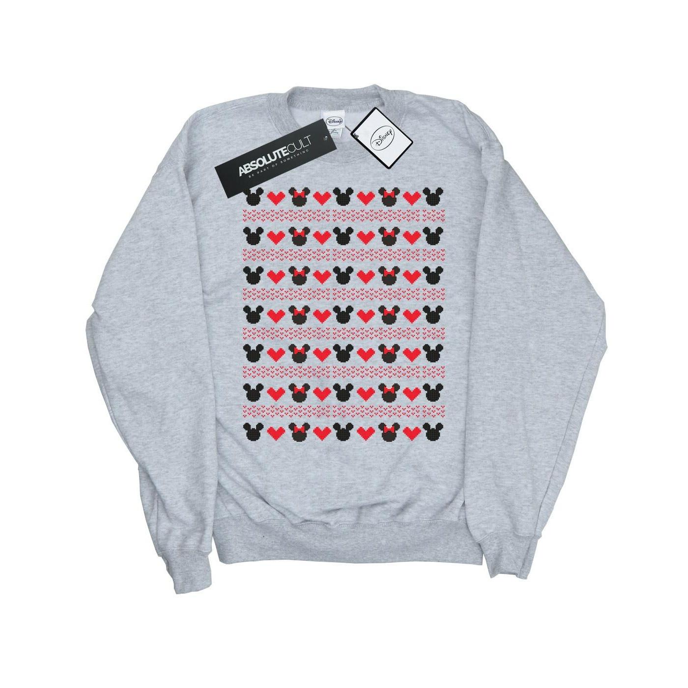 Image of Mickey And Minnie Christmas Hearts Sweatshirt Unisex Grau 116