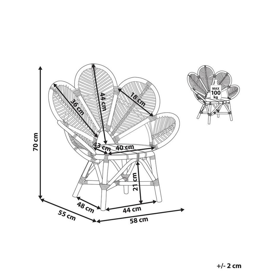 Beliani Sedia pavone per bambini en Rattan Boho FLORENTINE II  