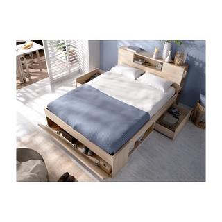 Vente-unique Bett mit Stauraum Schubladen Eichenholzfarben LEANDRE  