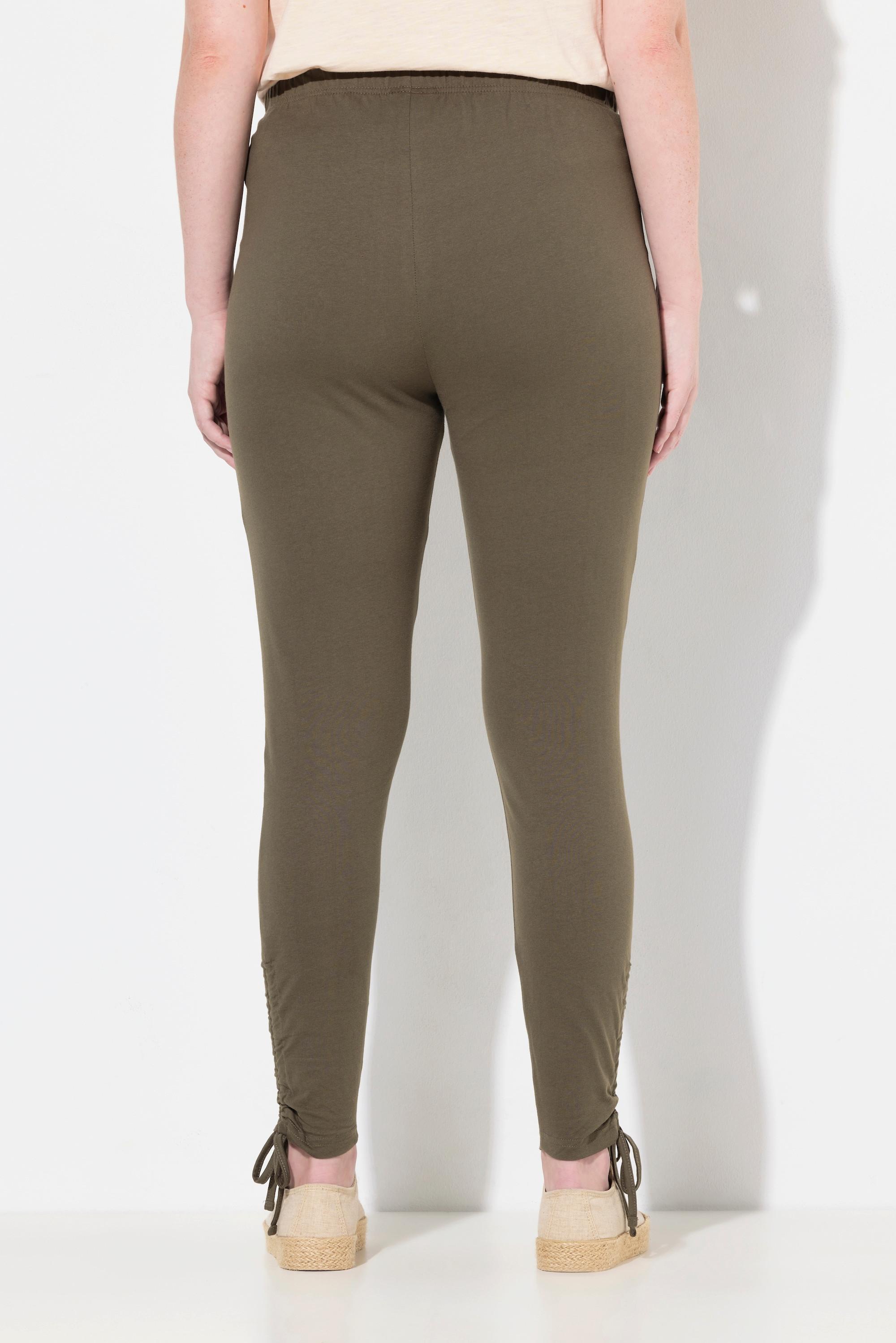 Ulla Popken  Legging en coton bio. Taille élastique et bas de jambe avec fronces. 