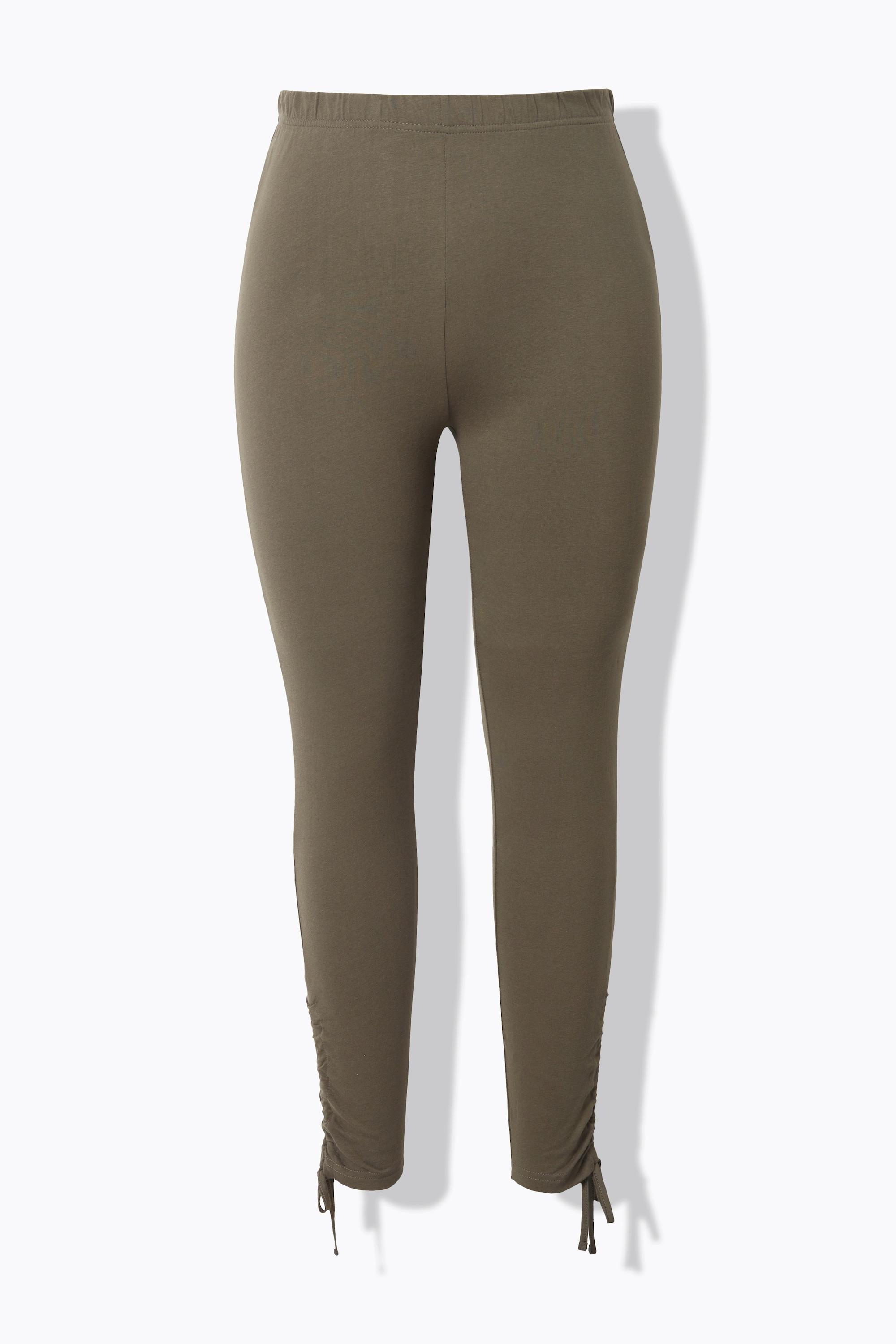 Ulla Popken  Legging en coton bio. Taille élastique et bas de jambe avec fronces. 