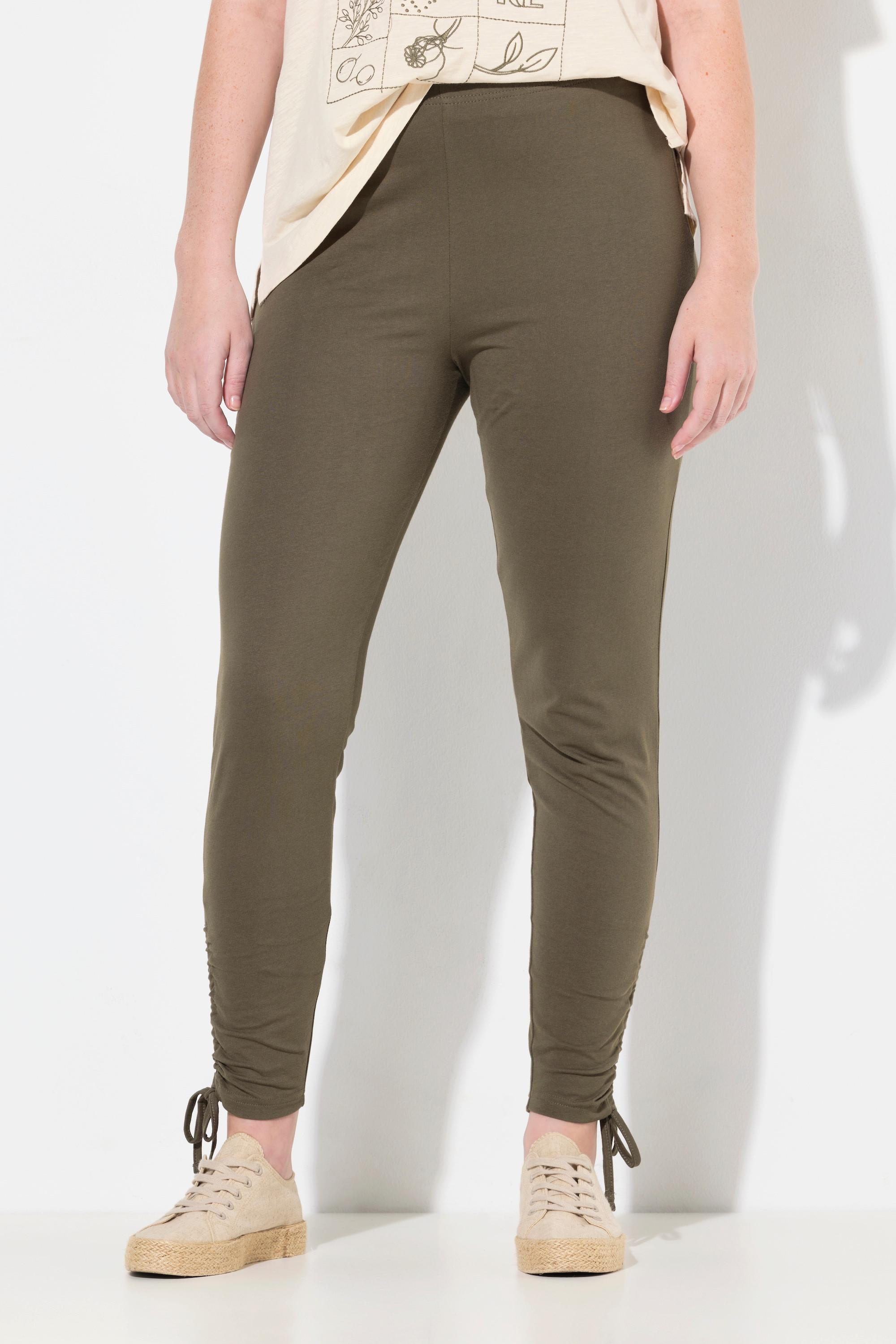 Ulla Popken  Legging en coton bio. Taille élastique et bas de jambe avec fronces. 