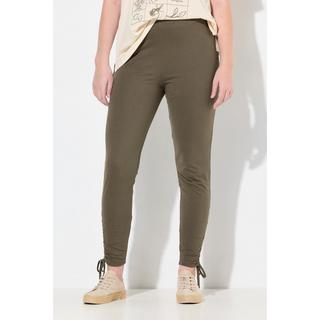 Ulla Popken  Legging en coton bio. Taille élastique et bas de jambe avec fronces. 