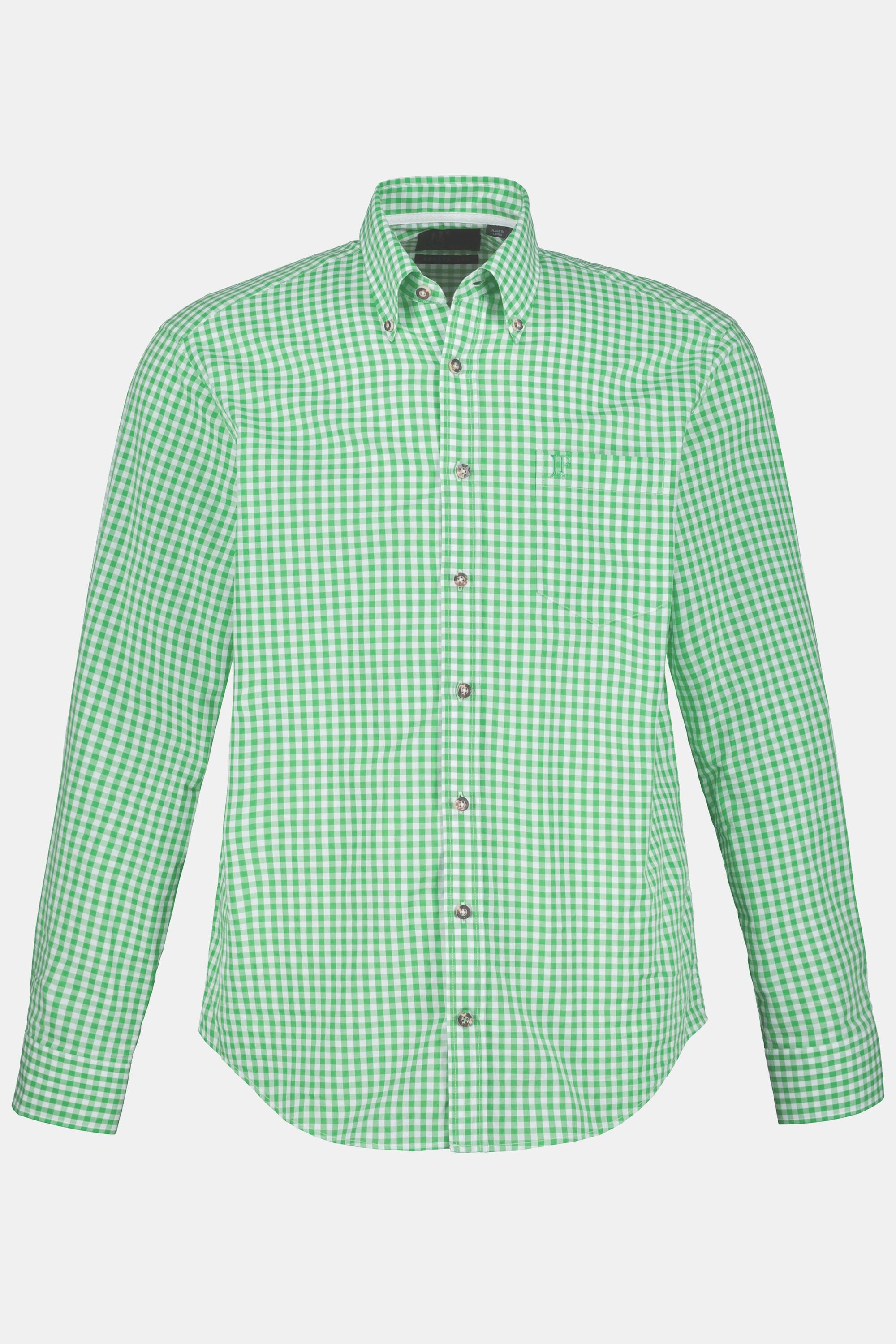 JP1880  Camicia a quadri in tradizionale stile Tracht con maniche lunghe, colletto button-down e vestibilità moderna, fino alla tg. 8XL 