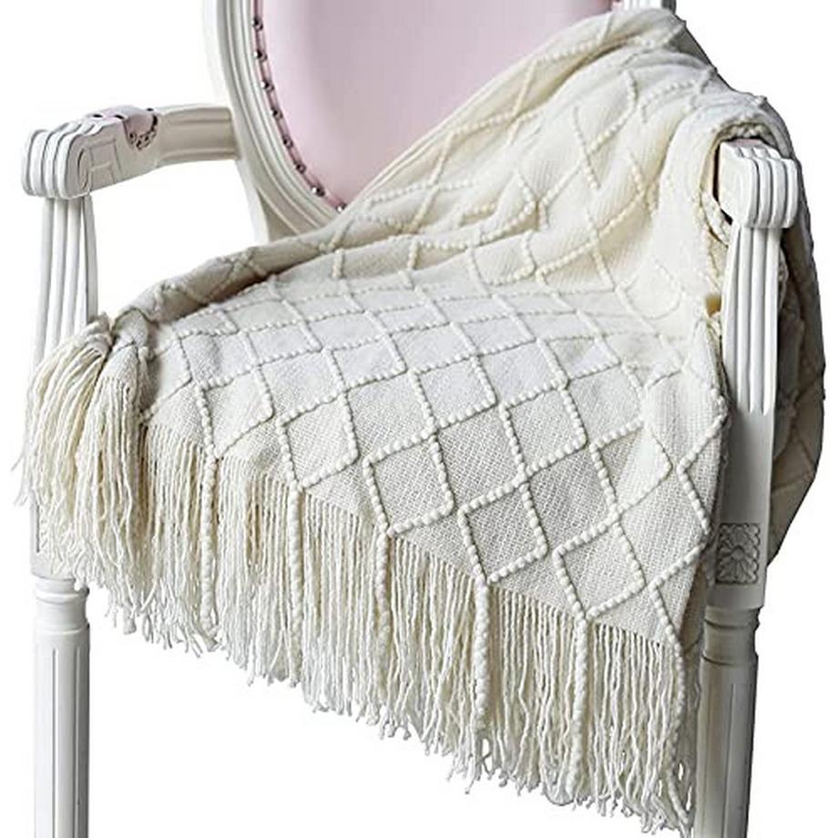 Alopini Morbida Coperta in Lana Lavorata a Maglia con Nappe  