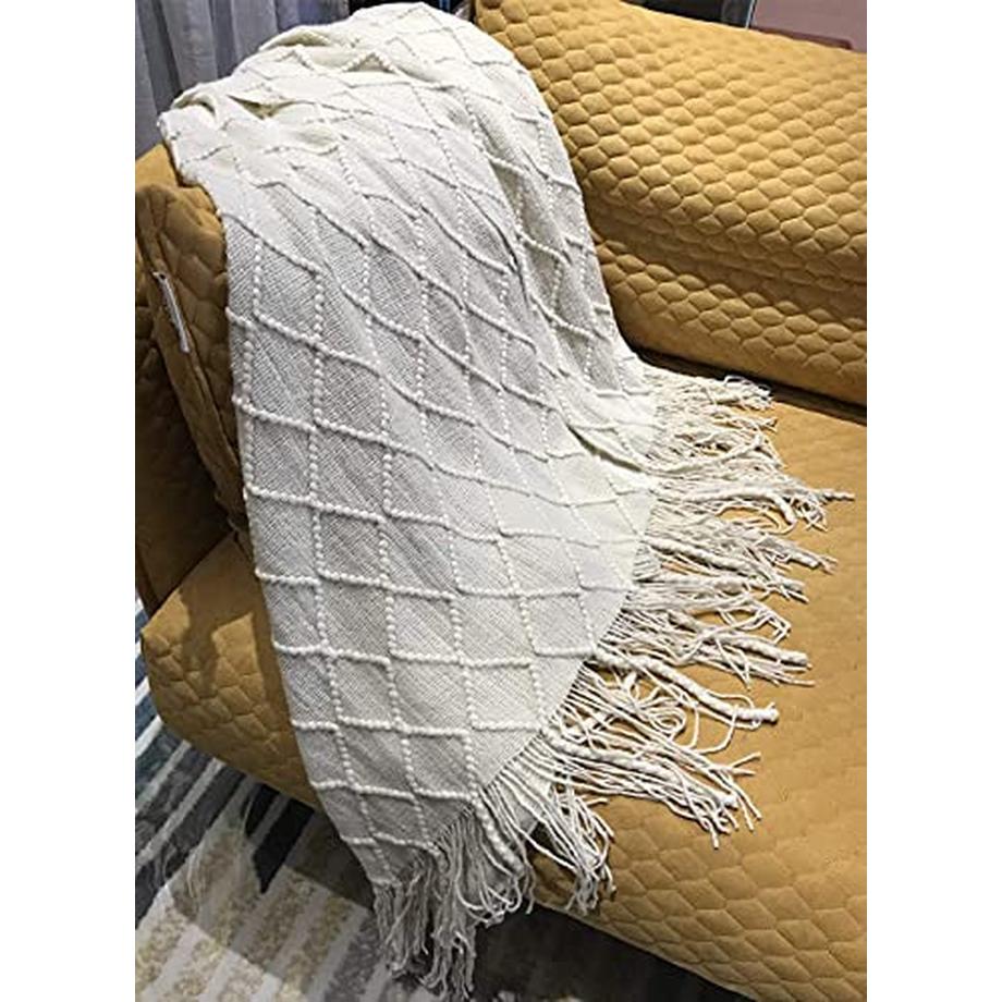 Alopini Morbida Coperta in Lana Lavorata a Maglia con Nappe  