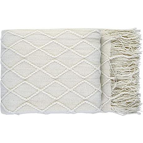 Alopini Couverture en Laine Tricotée Douce à Pampilles  