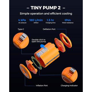 Flextail  TINY PUMP X 2024 mini pompe à air rechargeable 3 en 1 