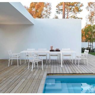 mutoni Table à rallonge de jardin Pelagius 83-166x80 blanc  