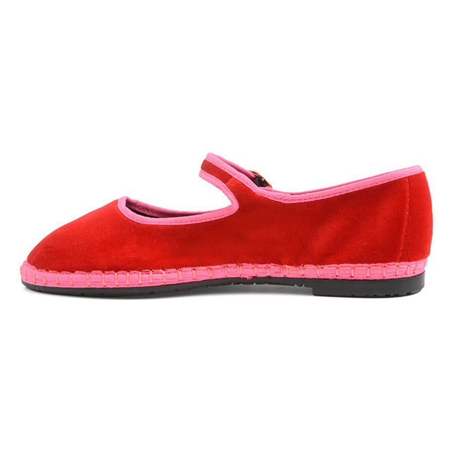 Flabelus Mary Jane Samt Ballerina Flats  