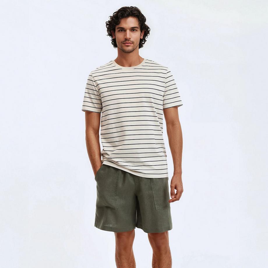 T-shirt col rond manches courtes rayé