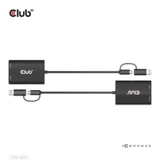 Club3D  USB Gen1 Type-C/-A to Dual HDMI (4K/30Hz) / VGA (1080/60Hz) 