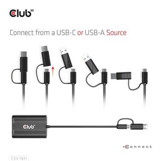 Club3D  USB Gen1 Type-C/-A to Dual HDMI (4K/30Hz) / VGA (1080/60Hz) 