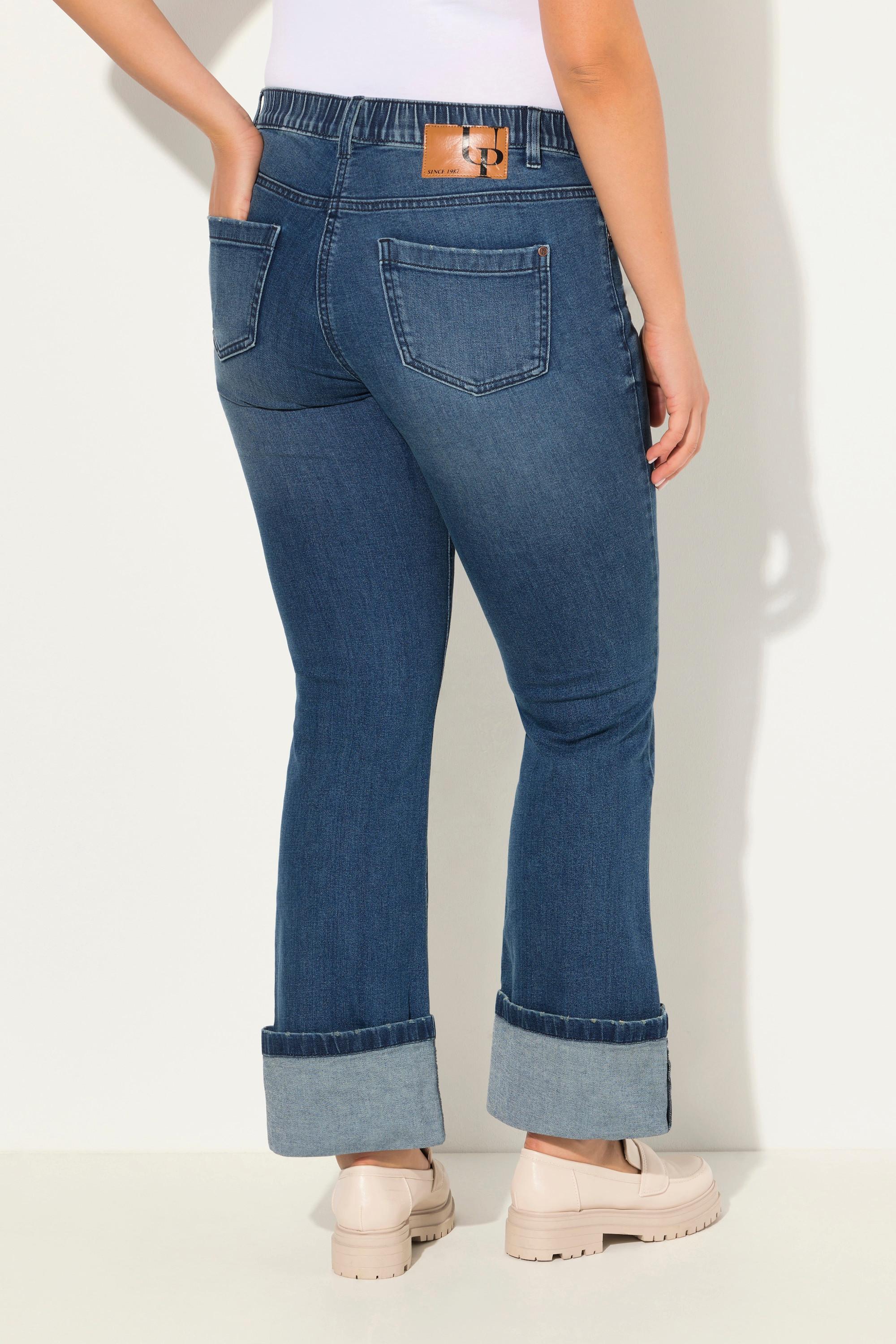 Ulla Popken  Jeans a 7/8 modello Mary con taglio della gamba ampio ed effetto sdrucito 