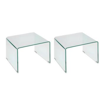 Comodino Vetro temperato curvo - Lotto di 2 - SUZANA