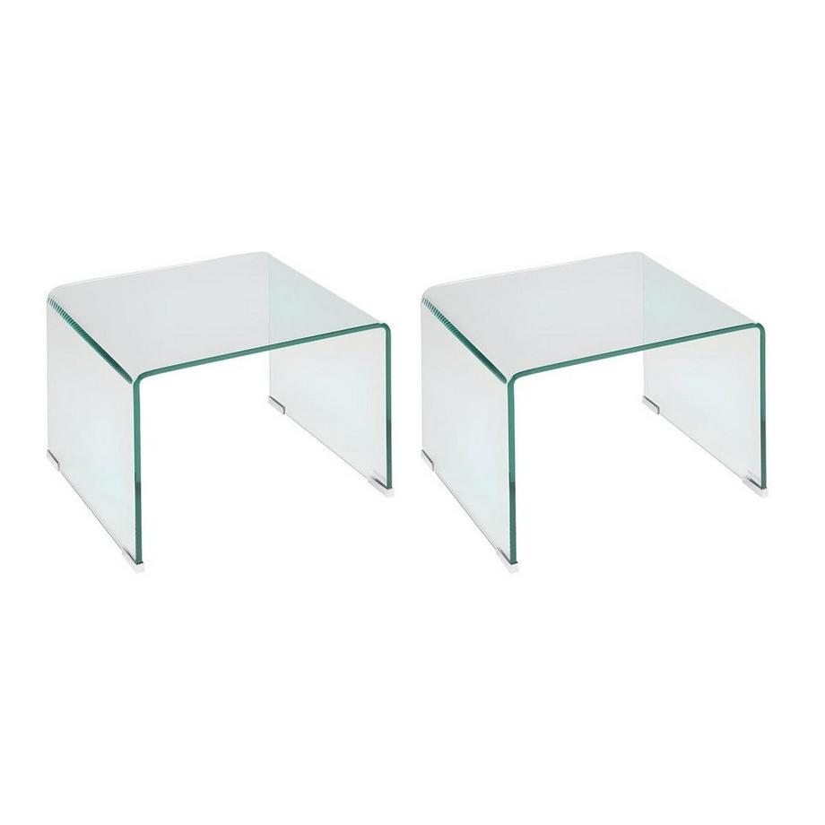 Vente-unique Comodino Vetro temperato curvo - Lotto di 2 - SUZANA  