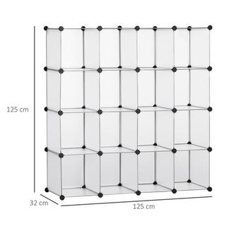 Northio Sistema Di Scaffali A Cubetti Fai Da Te Con 16 Cubi, Scatola Portaoggetti, Armadietto In Plastica, Bianco, 125X32X125 Cm  