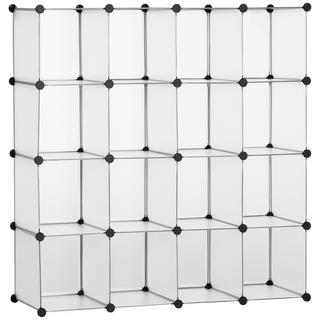 Northio Sistema Di Scaffali A Cubetti Fai Da Te Con 16 Cubi, Scatola Portaoggetti, Armadietto In Plastica, Bianco, 125X32X125 Cm  