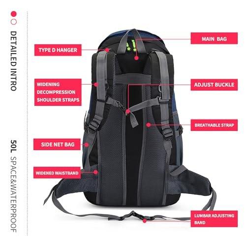 Only-bags.store 50L Leichter wasserdichter Wanderrucksack, Outdoor Sport Daypack Reisetasche für Klettern Camping  