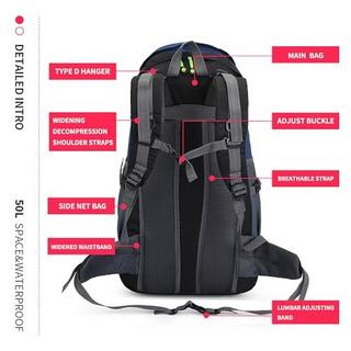 Only-bags.store Sac à dos de randonnée léger et imperméable de 50l, sac de voyage pour Sports de plein air, pour l'escalade, le Camping et les voyages  