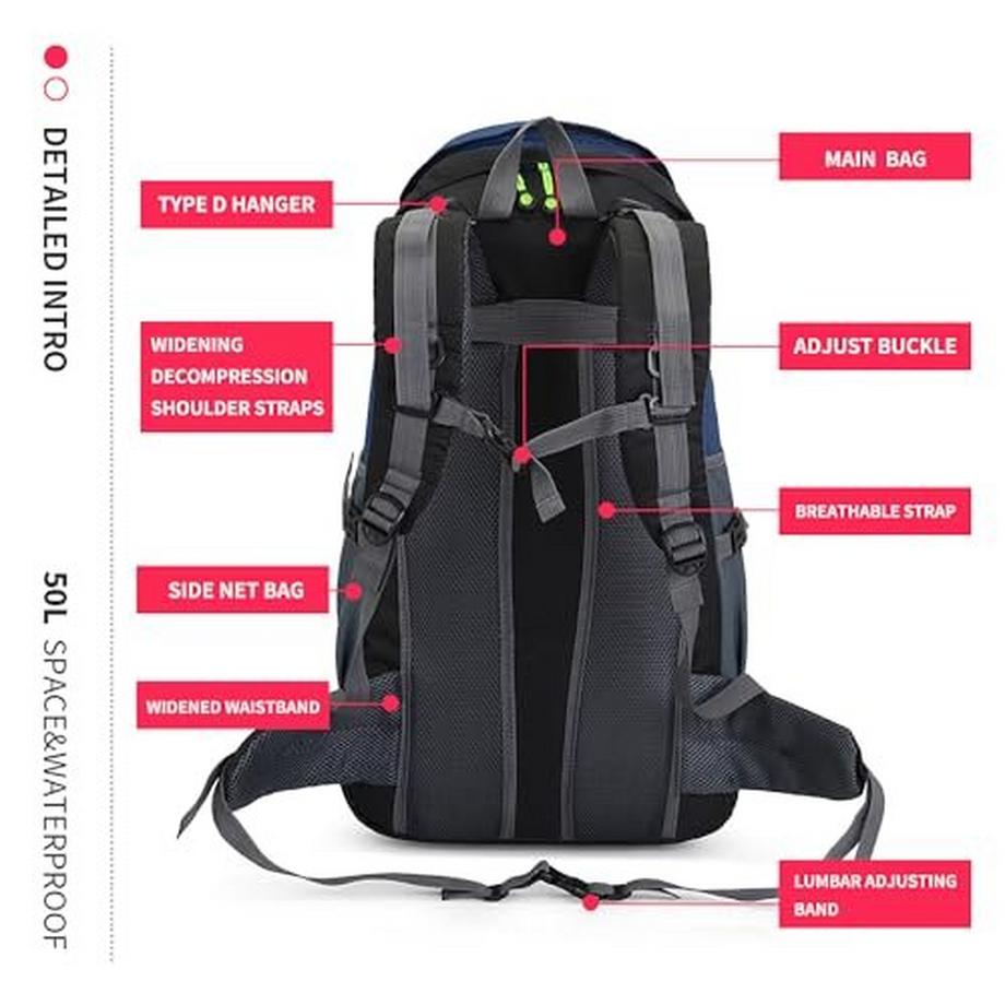 Only-bags.store 50L Leichter Wasserdichter Wanderrucksack Outdoor Sport Daypack  
