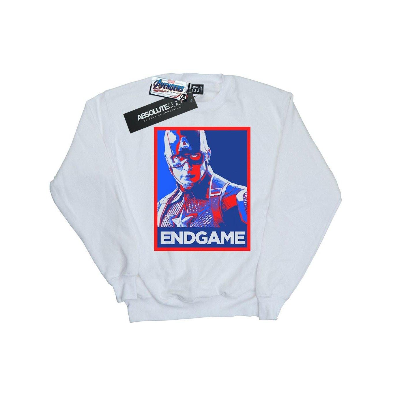 Image of Avengers Endgame Captain America Poster Sweatshirt Damen Weiss S