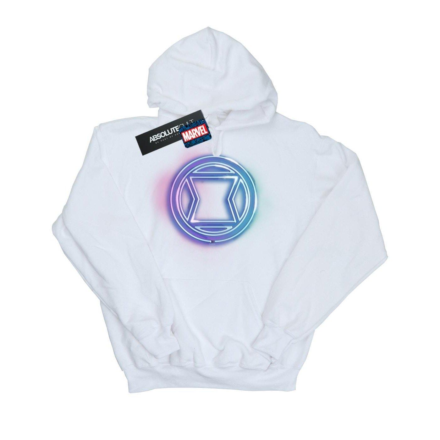 Image of Black Widow Neon Logo Kapuzenpullover Unisex Weiss 152-158