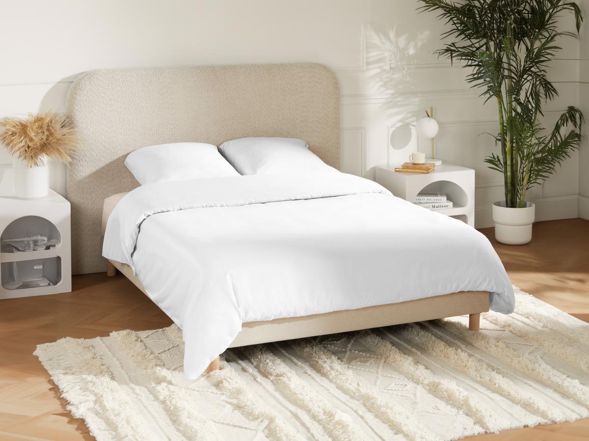 Vente-unique Parure de lit en satin 108 fils/cm² - Housse de couette 240 x 260 cm + 2 taies d'oreiller 63 x 63 cm - Blanc - TALORA de PALACIO  