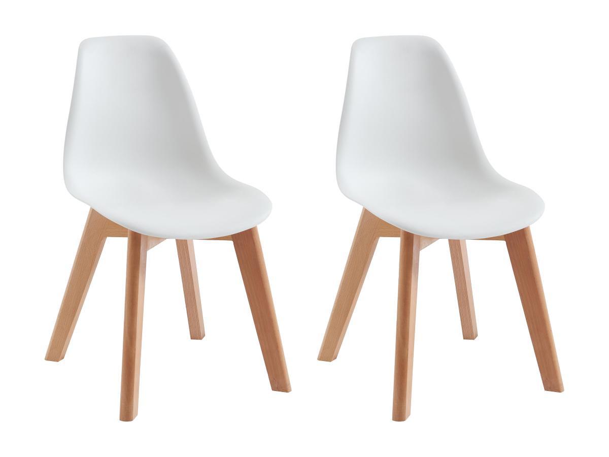 Vente-unique Lot de 2 chaises enfant en polypropylène et hêtre - Blanc - LILINOU  