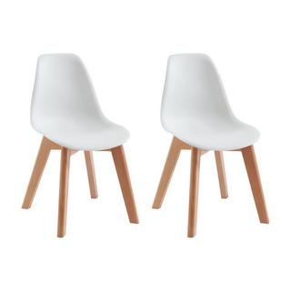 Vente-unique Lot de 2 chaises enfant en polypropylène et hêtre - Blanc - LILINOU  