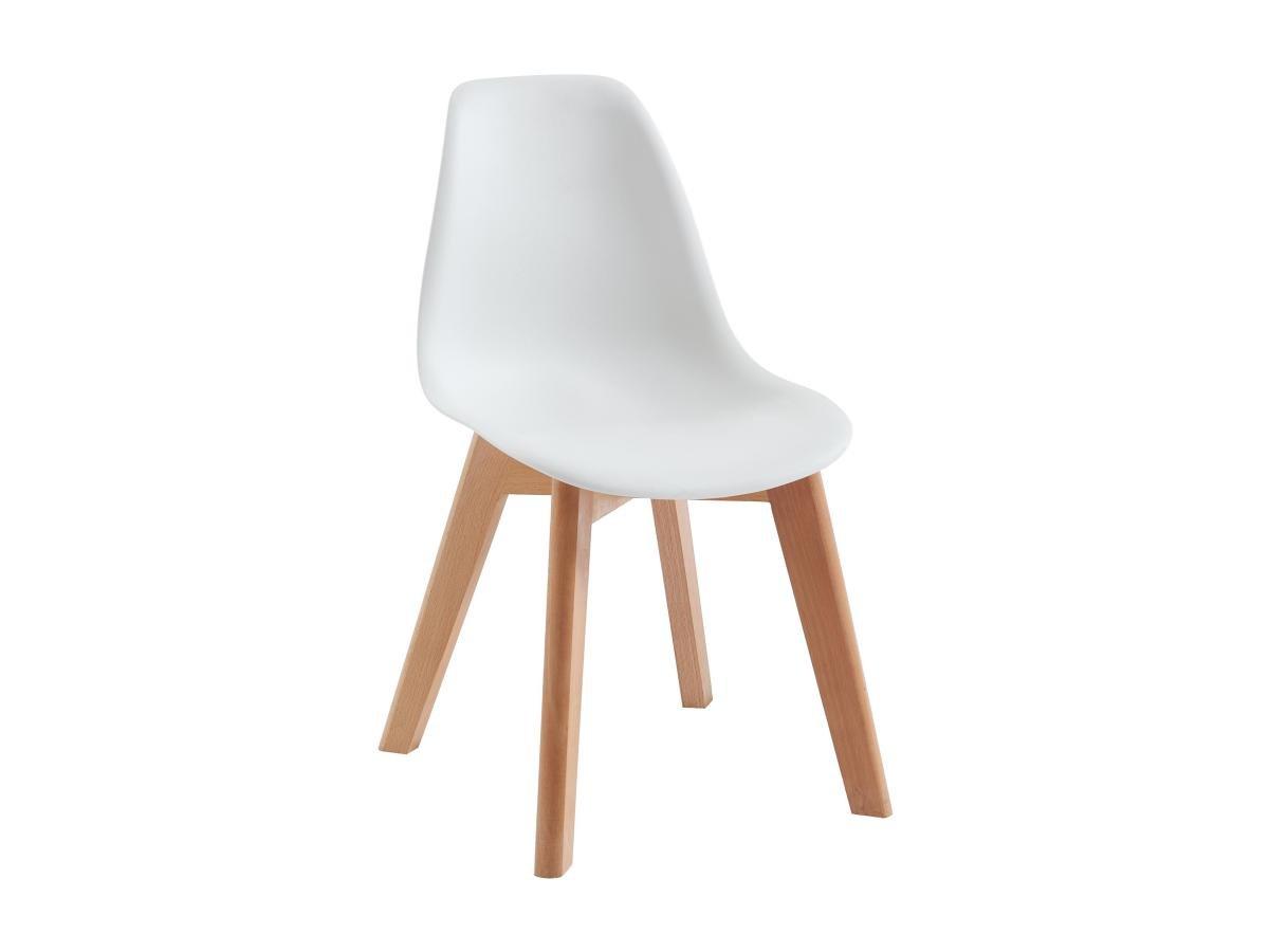 Vente-unique Lot de 2 chaises enfant en polypropylène et hêtre - Blanc - LILINOU  