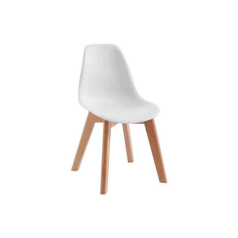 Vente-unique Lot de 2 chaises enfant en polypropylène et hêtre - Blanc - LILINOU  