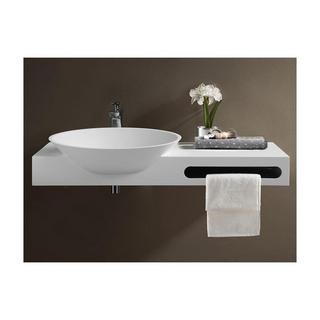 Vente-unique Ripiano lavabo sospeso in Solid Surface con portasciugamani L100 x l54 x H20 cm Bianco - YUMIKO  