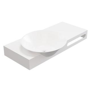 Vente-unique Plan vasque suspendu en solid surface avec porte serviettes - Blanc - L100 x l54 x H20 cm - YUMIKO  