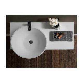 Vente-unique Ripiano lavabo sospeso in Solid Surface con portasciugamani L100 x l54 x H20 cm Bianco - YUMIKO  