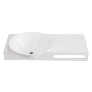 Vente-unique Ripiano lavabo sospeso in Solid Surface con portasciugamani L100 x l54 x H20 cm Bianco - YUMIKO  