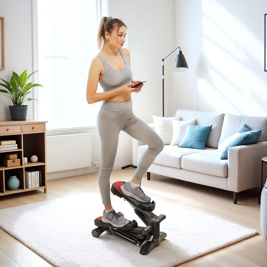 Northio  Mini stepper per home trainer home stepper con display LCD, stepper fitness fino a 100 kg per allenamento delle gambe, esercizio fitness home office, nero 