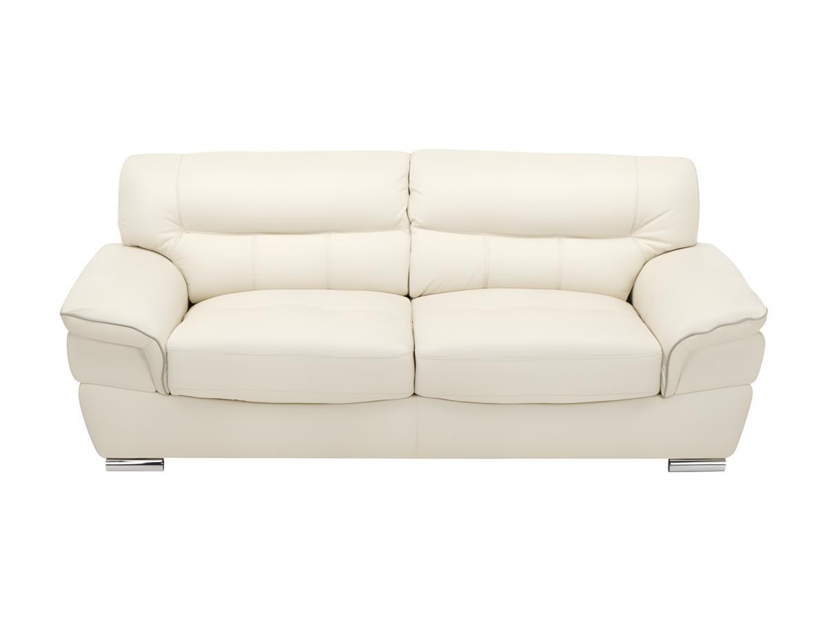 Vente-unique Ledersofa 3Sitzer Leder Elfenbein THIBAULT  