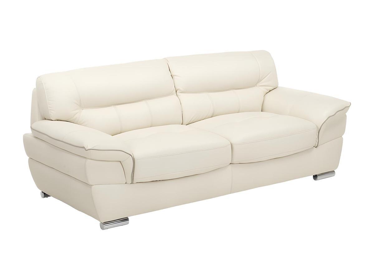 Vente-unique Ledersofa 3Sitzer Leder Elfenbein THIBAULT  