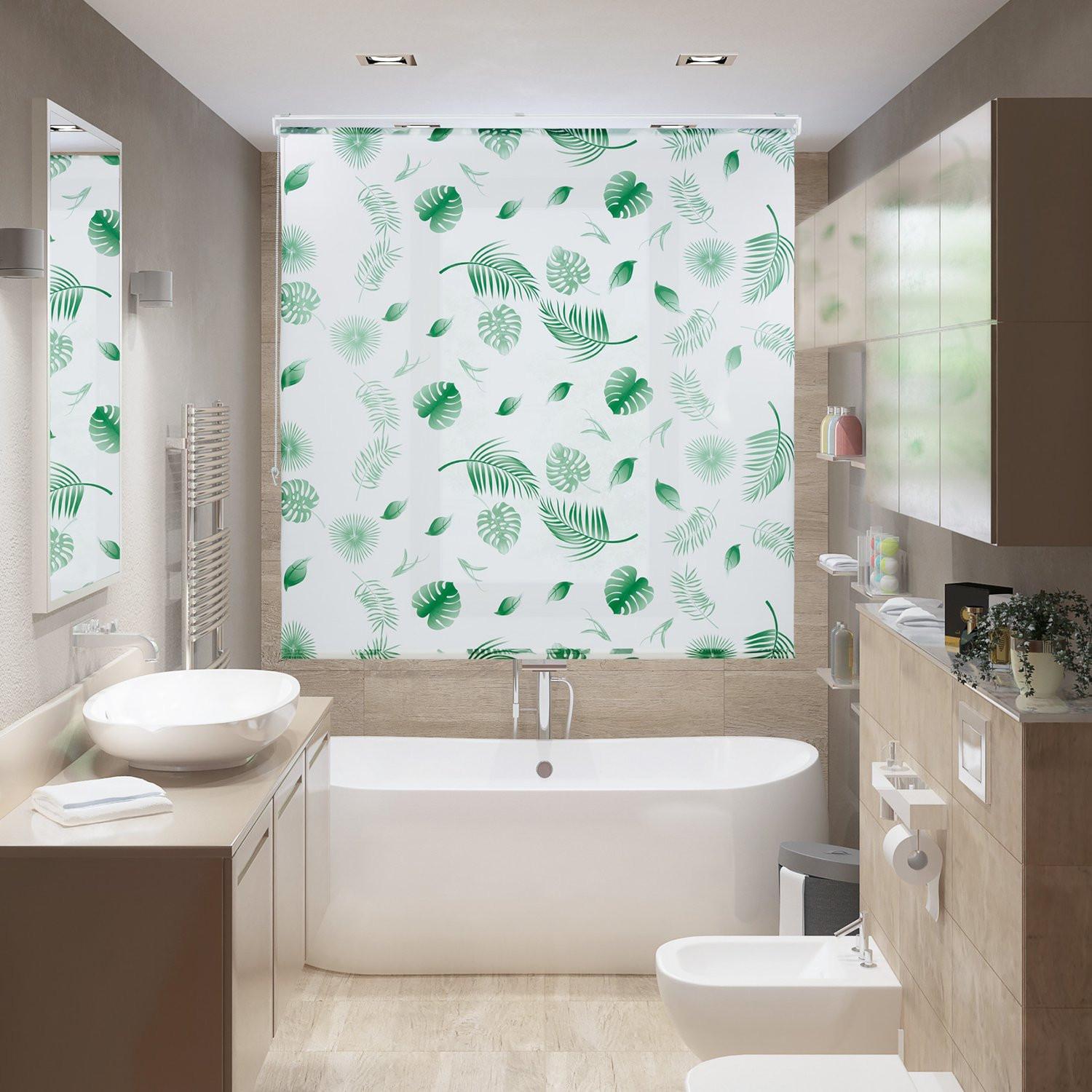 B2X Store enrouleur pour douche Feuilles vertes  