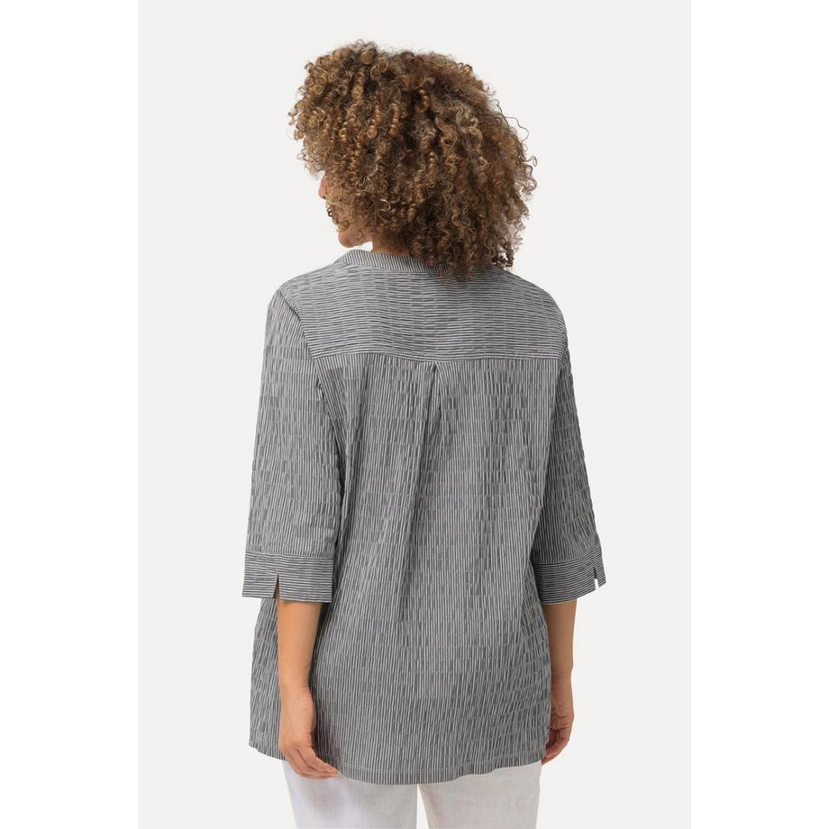 Ulla Popken Tunique à bulles Encolure en V Plis fantaisie Manches 3/4  